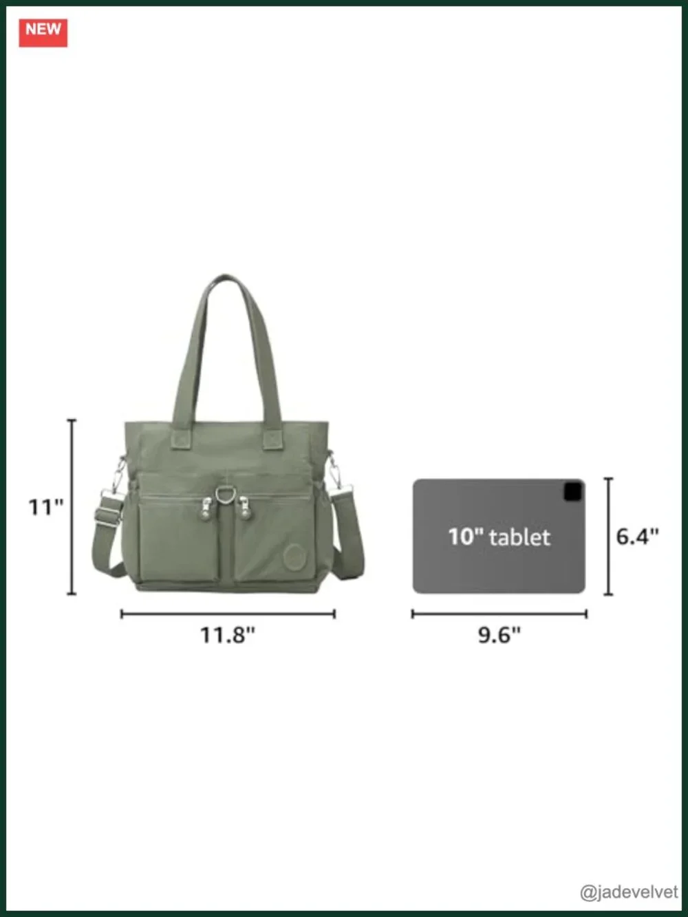 Nylon Tote Bag with Multiple Compartments, Crossbody and Shoulder Bag,